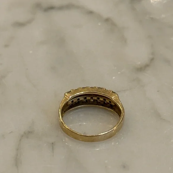 10k GOLD & DIAMOND Two-Row Cluster Band Ring, Circa 1980s–90s - Picture 4 of 6